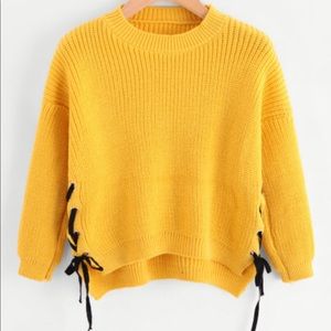 Yellow eyelet sweater/long sleeve